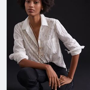 Maeve by Anthropologie White Classic Slim Buttondown